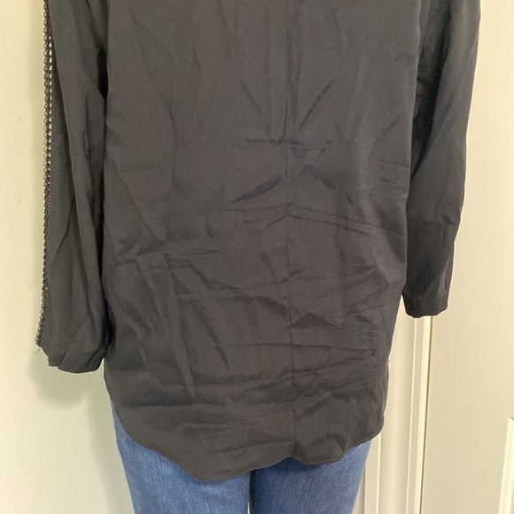 Rag and Bone Lace Sleeve Top Long Sleeve Crewneck Black Shirt Blouse Sz M - Picture 6 of 9